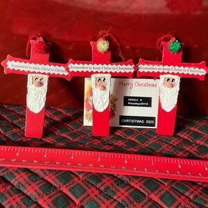 Set of 3 Hand Painted Cross Santa Ornaments